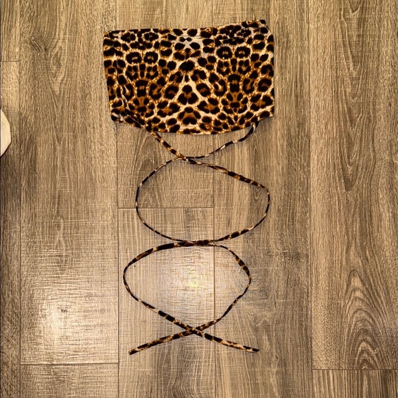 Leopard Print Crop Top w/ Body Ties - Picture 1 of 3